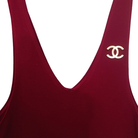 Tank Top Tunic Sz S RED with EMBLEM One of a kind - Picture 2 of 8